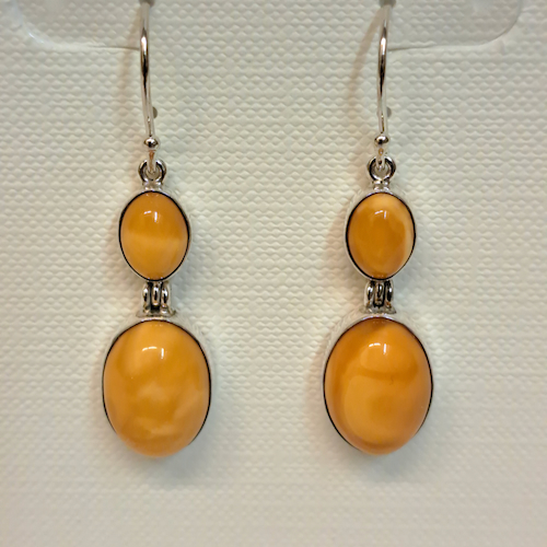 HWG-2374 Earrings, Double Oval Drop Butterscotch $38 at Hunter Wolff Gallery